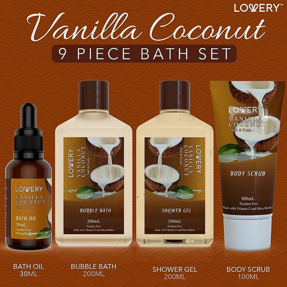 9-piece Unisex Bath & Body Gift Set, Vanilla Coconut 🥥 😋 - Picture 4 of 12